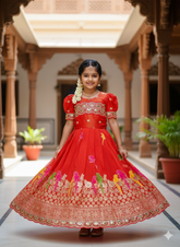 Elegant Dola Silk Fabric Gown for Girls