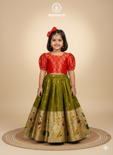 Trending Premium Brocade Fabric Kids Lahenga Choli