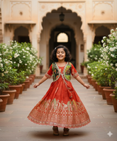 Elegant Dola Silk Fabric Coti Gown for Girls
