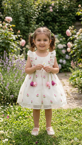 The Enchanted Garden: Hand-Embroidered Chanderi Silk Tulip Frock