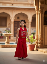 Trending Premium Pure Cotton Fabric With Hand Work Kids Cord-Set