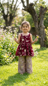 Regal Maroon & Gold: Designer Embroidered Gold Crush Plazzo Set