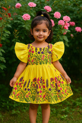 Comfort Chain Work on Pure Khadi Cotton Fabric Kids Frock