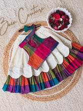Multi-Color Madras Check Ethnic Skirt & Top Set with Matching Headband