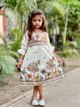 Magestic Embroidery Work on Khadi Cotton Fabric Kids Sleeve Frock