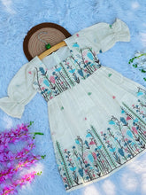 Exquisite Embroidery Work on Khadi Cotton Fabric Kids Frock 