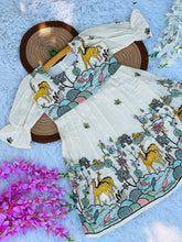 Fuchsic Heavy Embroidery Work On Khadi Cotton Fabric Kids Frock