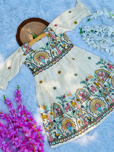 Scarlet Awesome Embroidery Work On Khadi Cotton Fabric Kids Frock