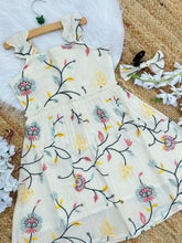 Exquisite Embroidery Work on Pure Khadi Cotton Fabric Kids Frock
