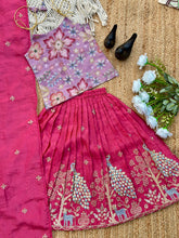 Kids Festive Pink Lehenga with Lavender Floral Blouse