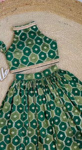 Kids Dola Tissue Jacquard Lehenga Choli Set with Embroidered Blouse for Girls