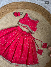 Premium Girls Pink Butti Print Lehenga Choli with Heavy Zari Border
