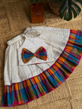 Girls Off-White & Multicolored Checks Cotton Halter Neck Lehenga Choli Set