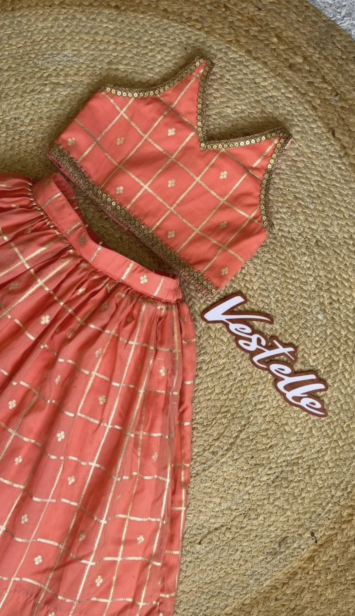 Peach Gold Zari Work Chaniya Choli Set – Vestelle Collection