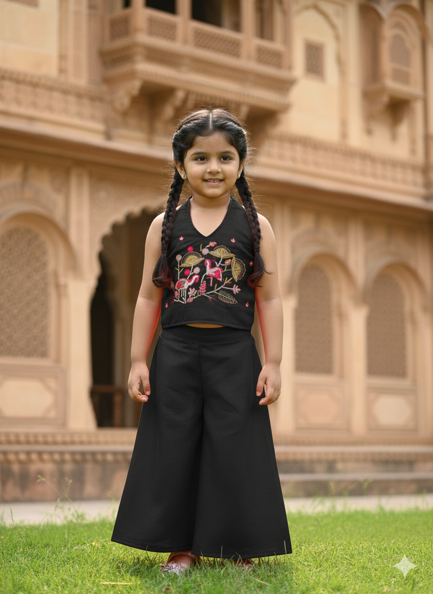 Trending Premium Pure Cotton Fabric With Hand Work Kids Cord-Set