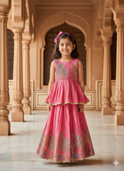 Effortless Embroidery Work Pure Gold crush Lehengha and Top for Kids