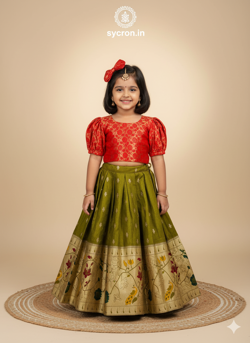 Trending Premium Brocade Fabric Kids Lahenga Choli