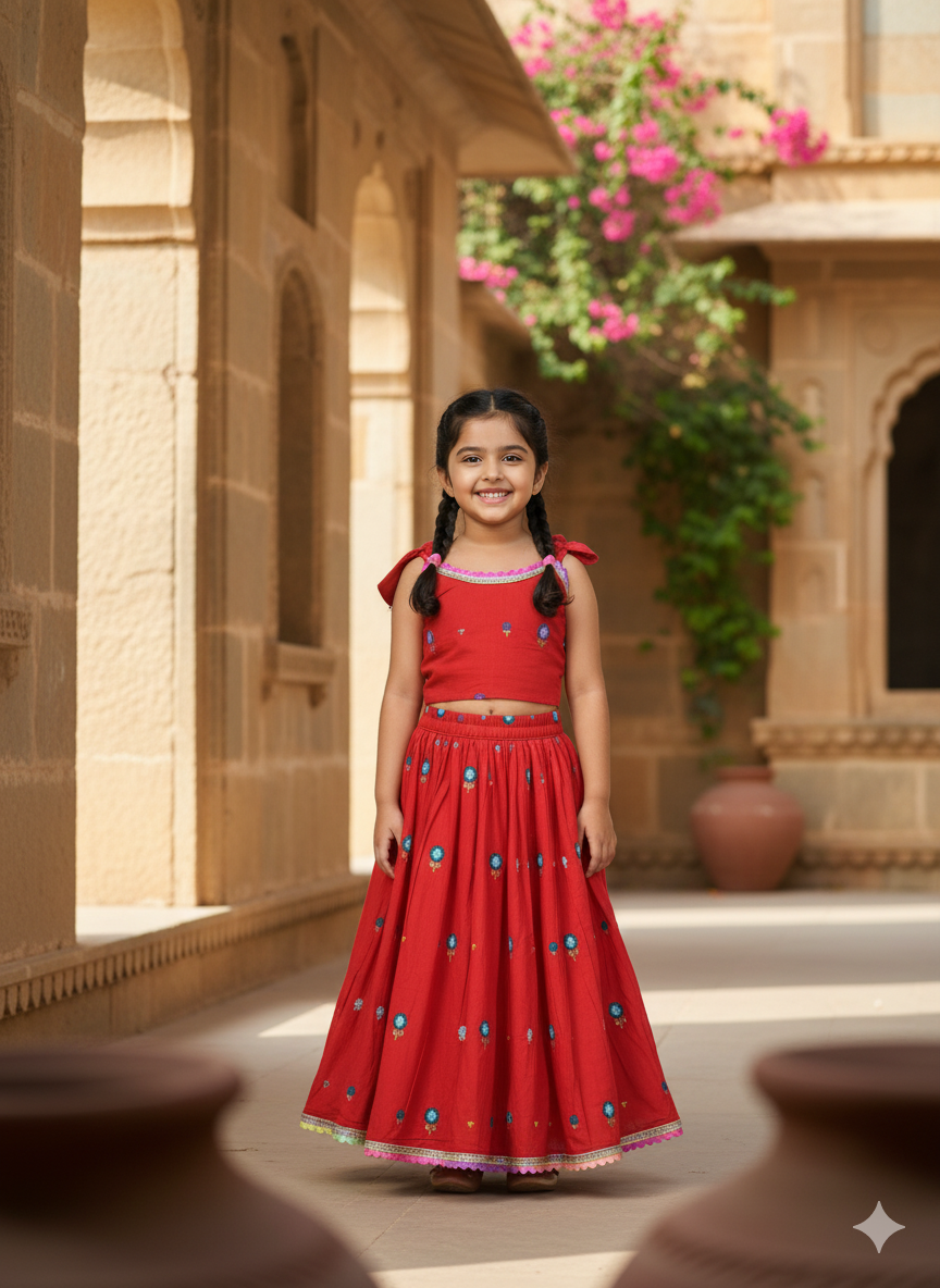 Trending Embroidery Work On Cotton Fabric Skirt Top