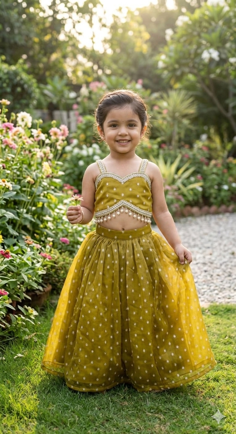 Chanderi Silk Western Yellow Skirt & Top