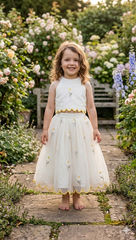 Girls Off-White Daisy Embroidered Halter Neck Crop Top & Skirt Set