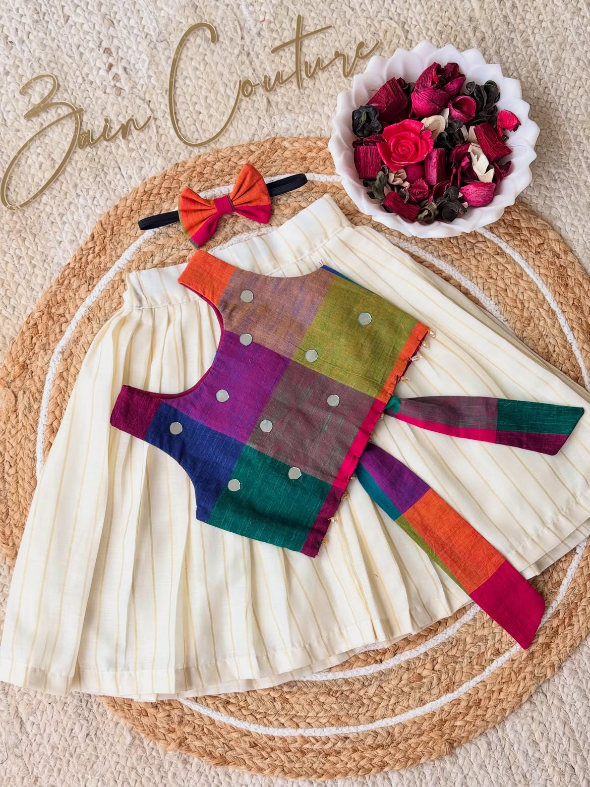 Celebrate Onam in style! 🪷 Vibrant Madras checks, subtle zari stripes, and traditional charm for kids.