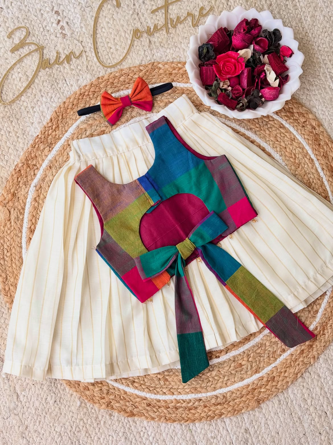 Celebrate Onam in style! 🪷 Vibrant Madras checks, subtle zari stripes, and traditional charm for kids.