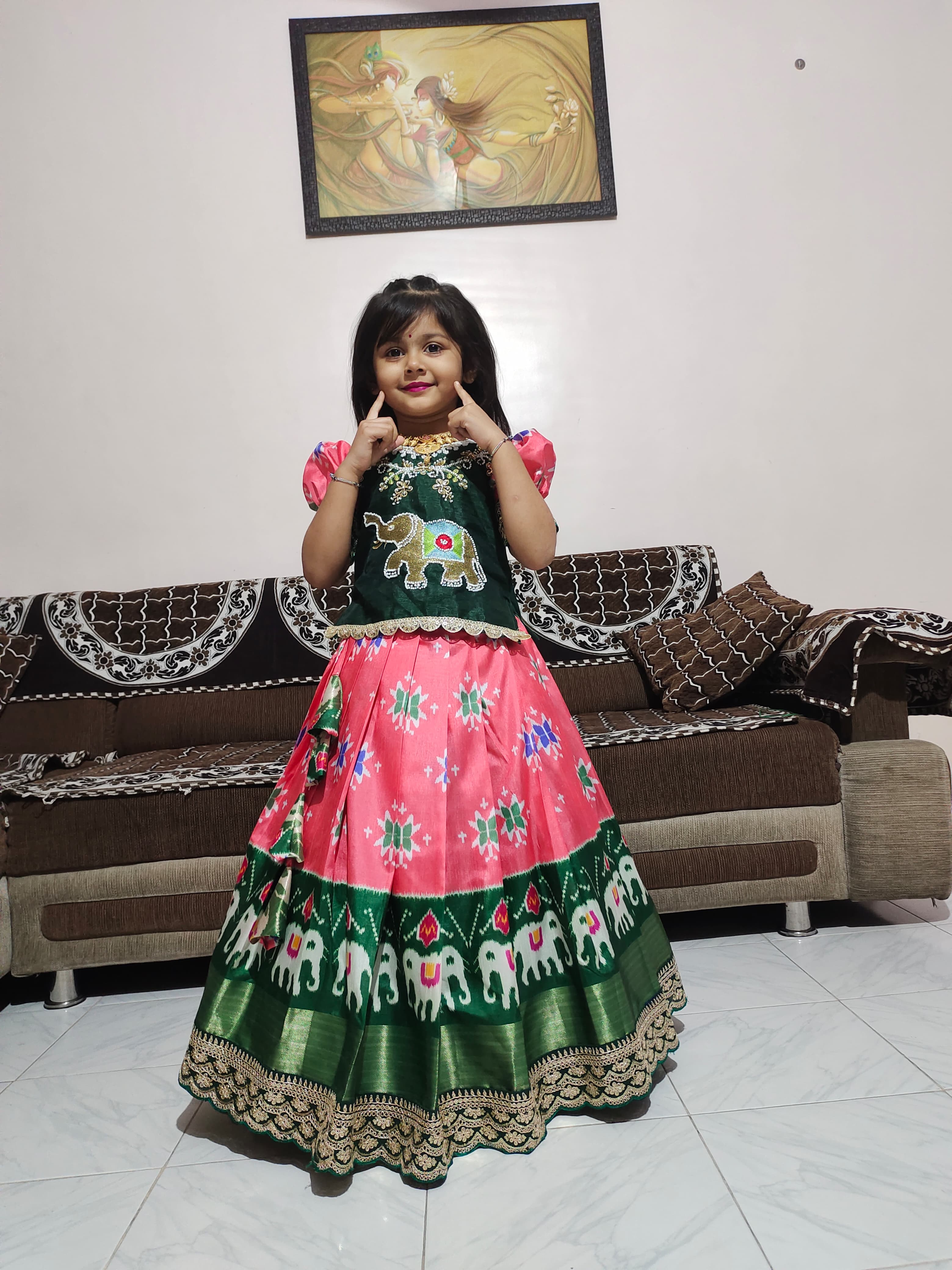 Beautiful Heavy Mono Silk Embroidery With Maggam Work Lahenga Choli
