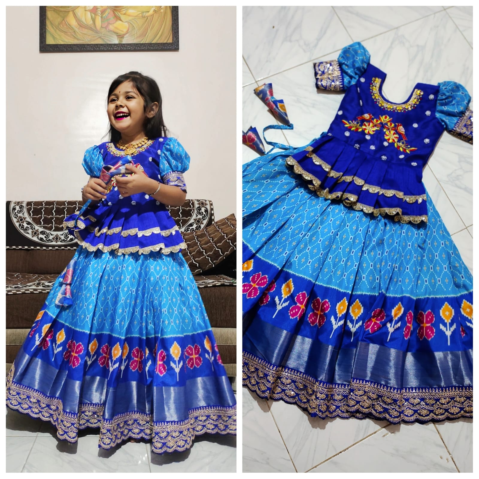 Beautiful Heavy Mono Silk Embroidery With Maggam Work Lahenga Choli