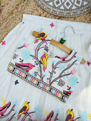 Comfy Premium Cotton Silk Flower work Lhengha with Top for kids