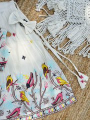 Comfy Premium Cotton Silk Flower work Lhengha with Top for kids
