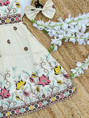 Admirable Embroidery Work on Khadi Cotton Fabric Kids Frock