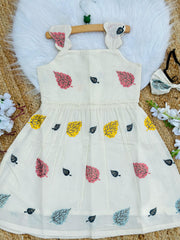 Admirable Embroidery Work on Khadi Cotton Fabric Kids Frock