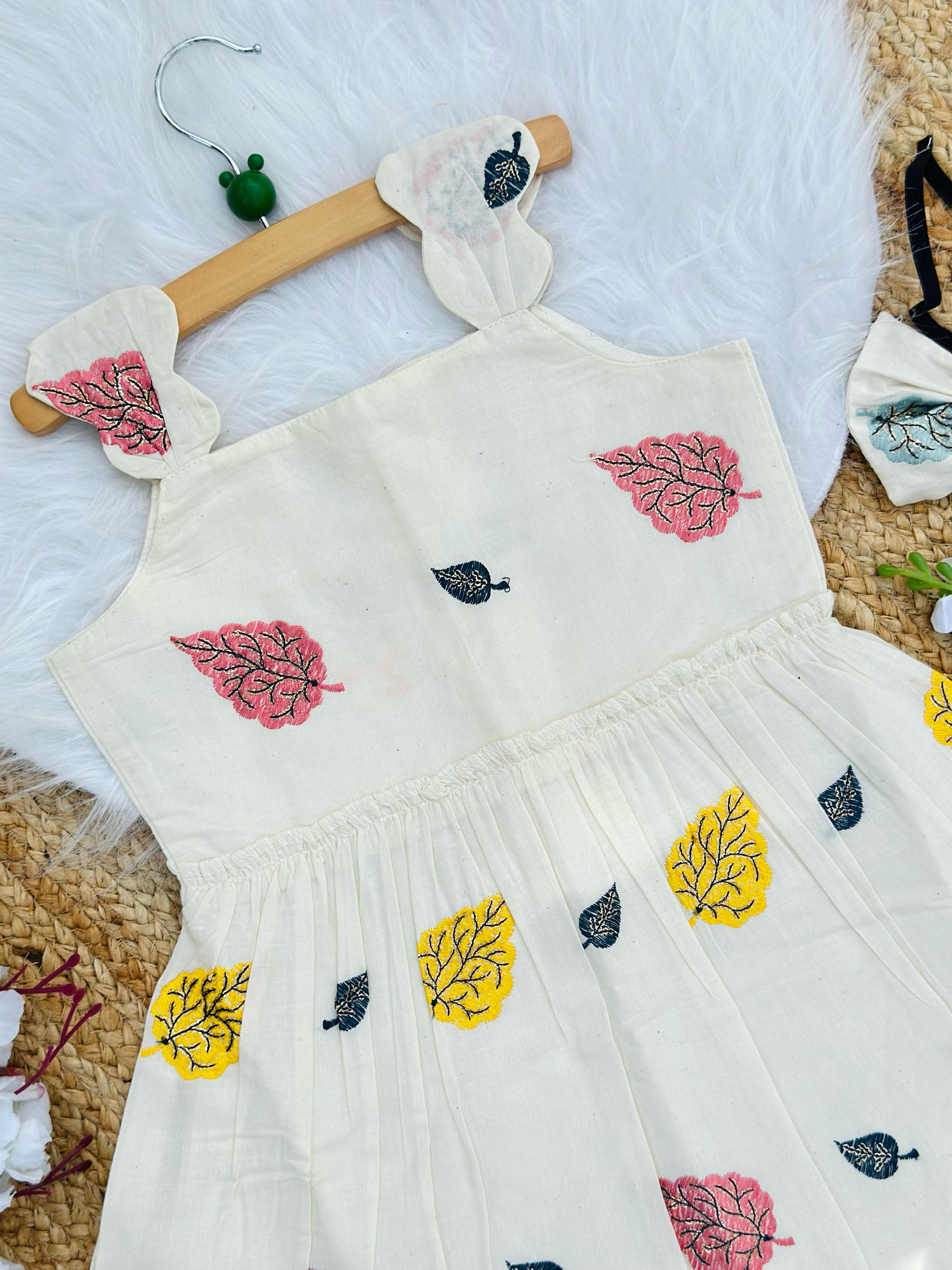 Admirable Embroidery Work on Khadi Cotton Fabric Kids Frock