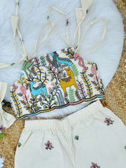 Byzantine Premium EmbroideryWork On Khadi Cotton Fabric Kids Cord-Set