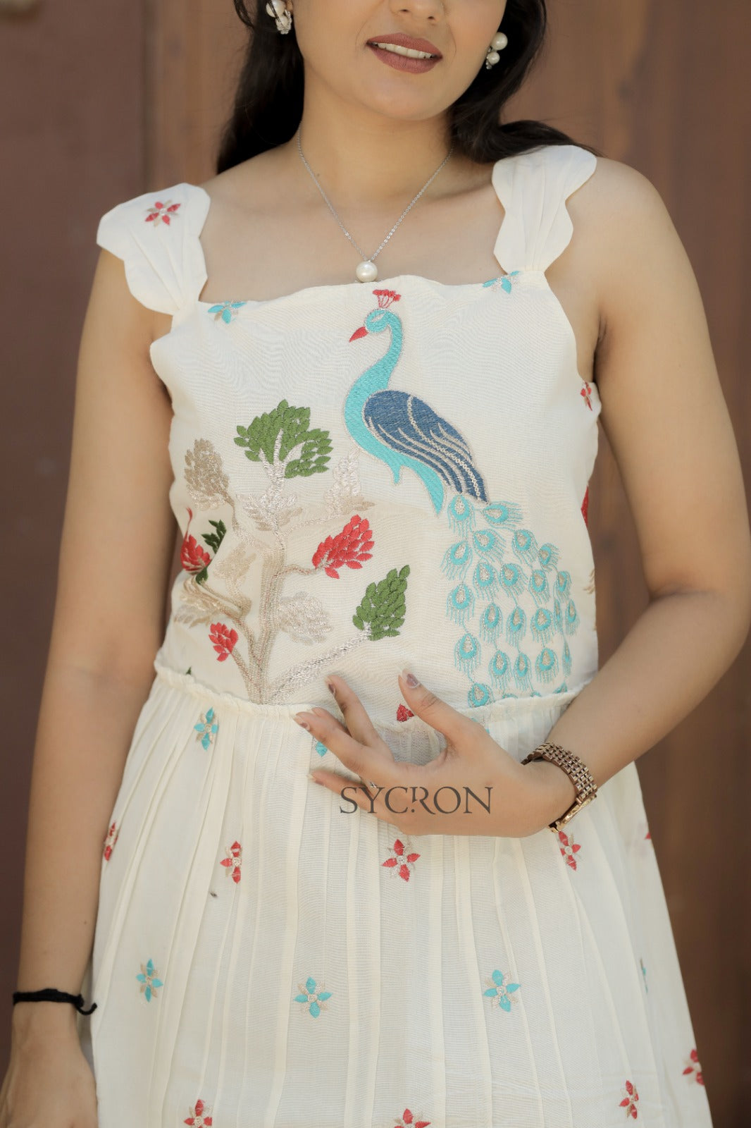Admirable Pure Embroidery Work On Khadi Cotton Fabric maxi dress for women