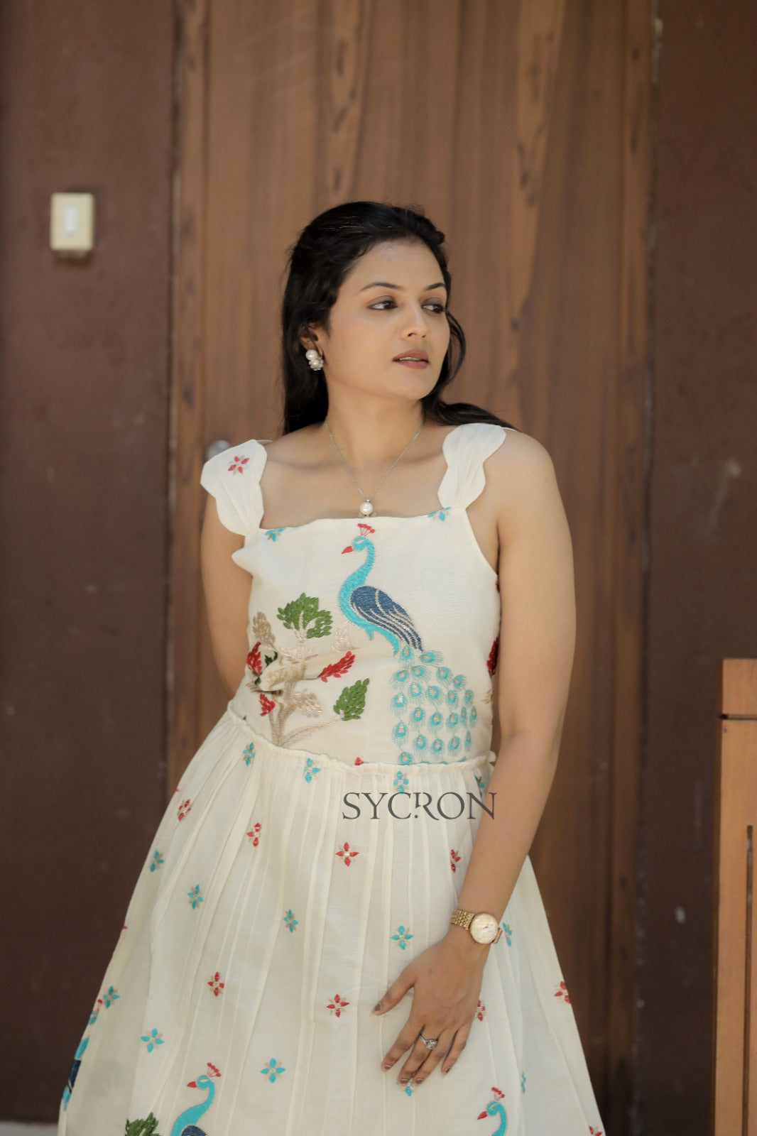 Admirable Pure Embroidery Work On Khadi Cotton Fabric maxi dress for women
