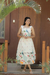Admirable Pure Embroidery Work On Khadi Cotton Fabric maxi dress for women