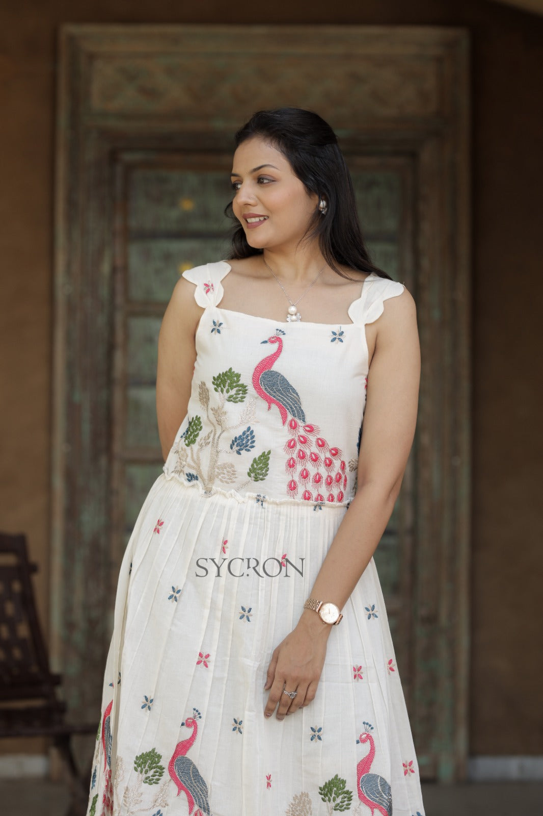 Admirable Pure Embroidery Work On Khadi Cotton Fabric maxi dress for women