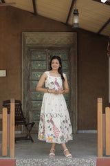 Admirable Pure Embroidery Work On Khadi Cotton Fabric maxi dress for women