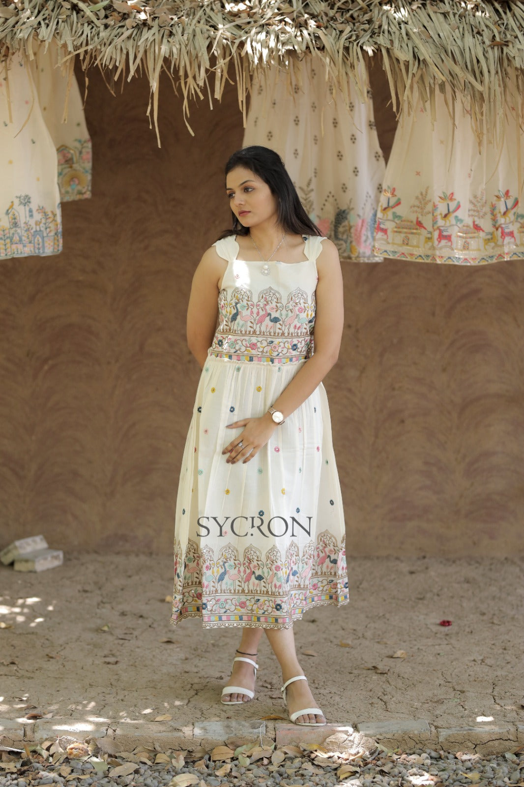 Exquisite Pure Embroidery Work On Khadi Cotton Fabric maxi dress for women