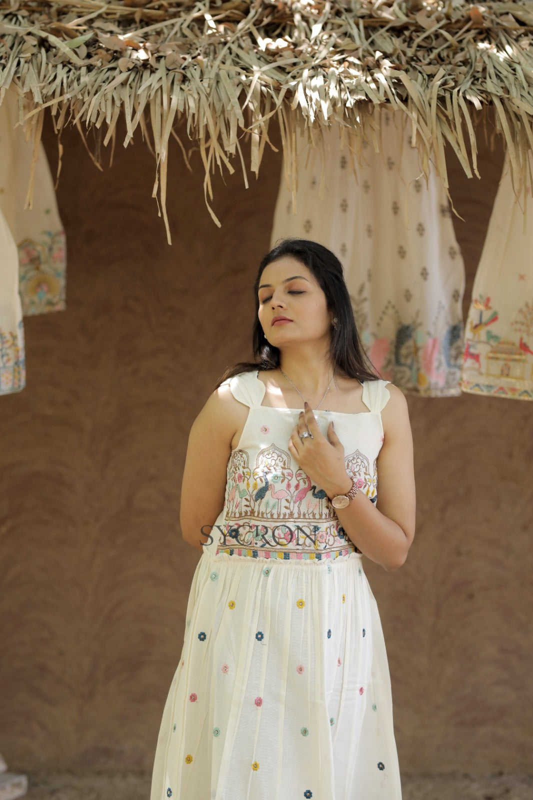 Exquisite Pure Embroidery Work On Khadi Cotton Fabric maxi dress for women