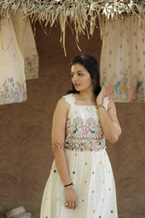 Exquisite Pure Embroidery Work On Khadi Cotton Fabric maxi dress for women