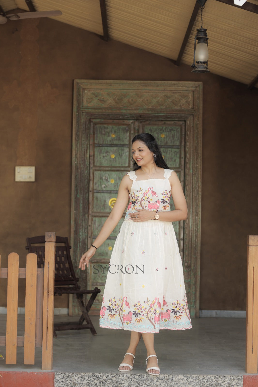 Comfy Premium Pure Embroidery Work On Khadi Cotton Fabric maxi dress for women