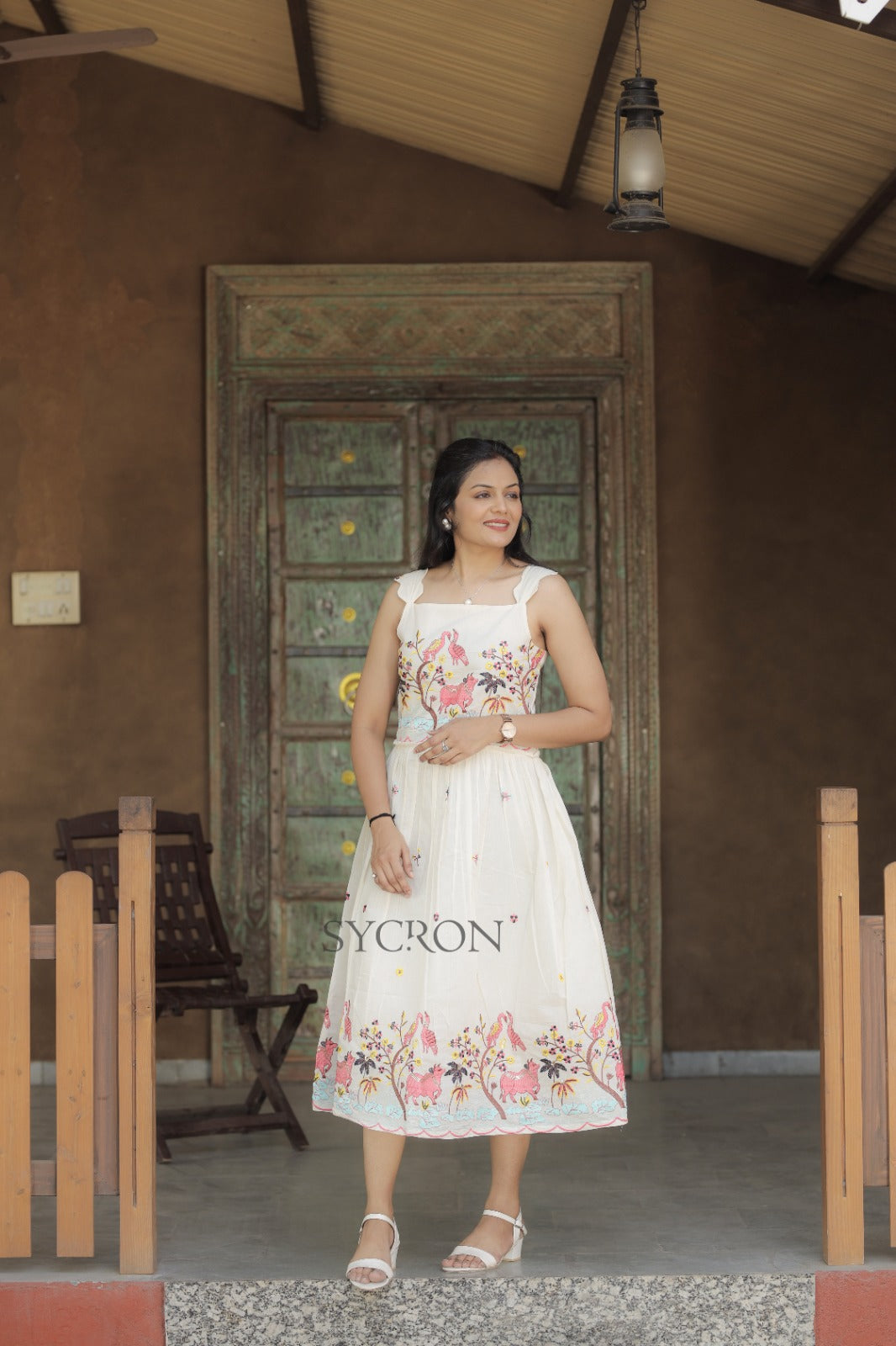 Comfy Premium Pure Embroidery Work On Khadi Cotton Fabric maxi dress for women