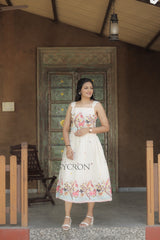 Comfy Premium Pure Embroidery Work On Khadi Cotton Fabric maxi dress for women