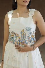 Byzantine  Pure Embroidery Work On Khadi Cotton Fabric maxi Frock