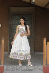 Scarlet Hot & Trending Pure Embroidery Work On Khadi Cotton Fabric maxi Frock
