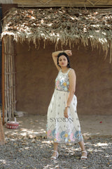 Venetian Pure Embroidery Work On Khadi Cotton Fabric maxi Frock
