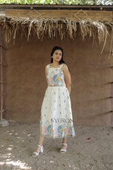 Venetian Pure Embroidery Work On Khadi Cotton Fabric maxi Frock