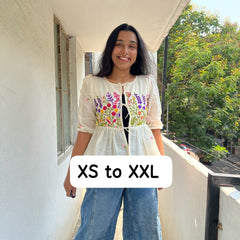 Embroidery Work on Khadi Cotton Fabric Only Top For Women